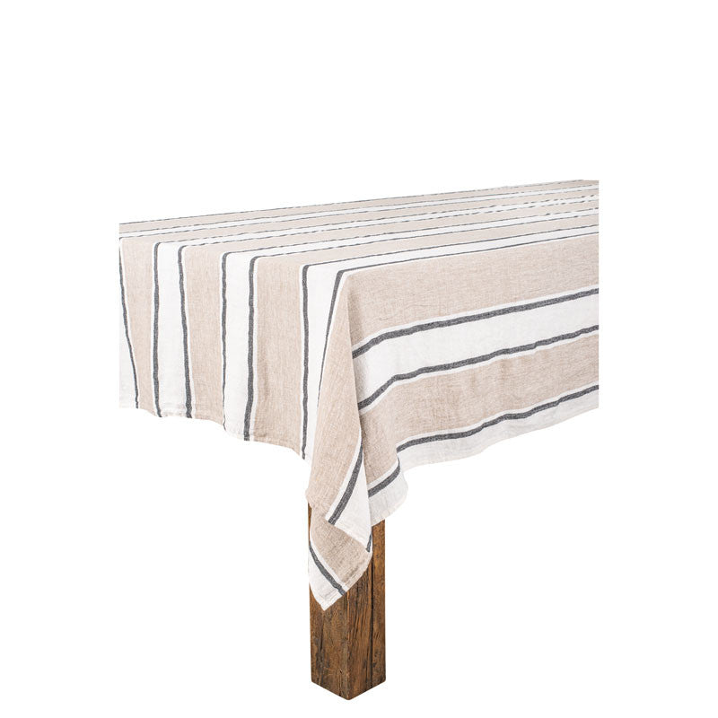 Linen Tablecloth | Thick Stripes Natural