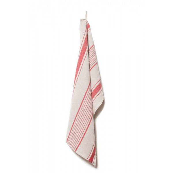 Linen Kitchen Towel | Natural and Red