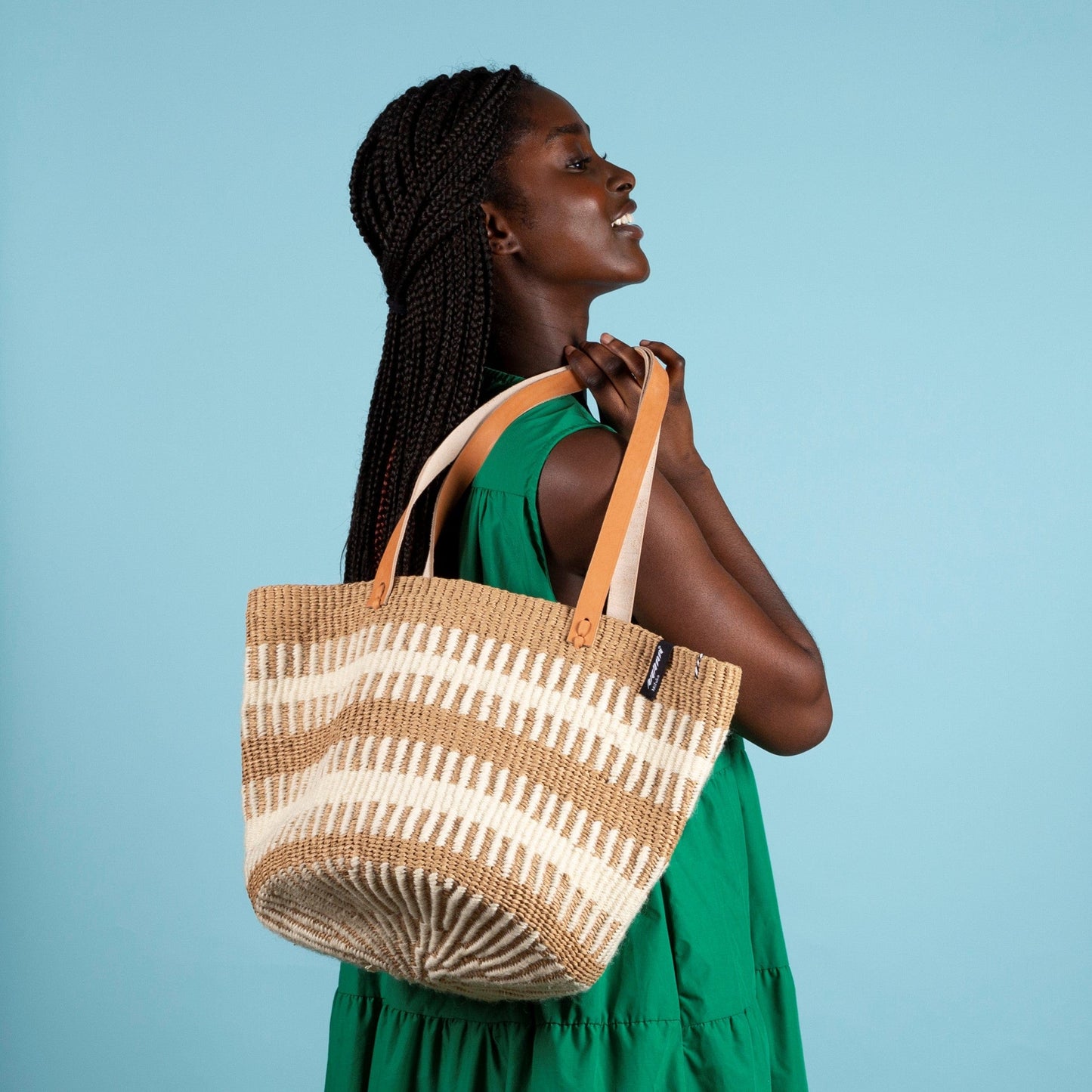 Shopper Basket/White Rib Weave